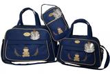 Kit 3 bolsas mala saída maternidade espera feliz marinho menino revenda