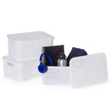 Kit 3 caixas organizadoras rattan grande c/ tampa 16l branca - Nitron