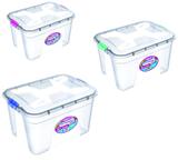 Kit 3 Caixas Organizadoras Transparente 12/20/30 Litros - Uninjet