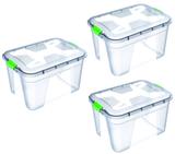 Kit 3 Caixas Organizadoras Transparente 56 Litros - Uninjet