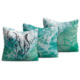Kit 3 Capas de Almofadas Yuzo 45x45cm Elefante / Floral Verde