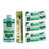 Kit 3 Creme Dental + Natural Escova De Bambu + Enxague Bucal - Boni