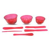 KIT 3 Cubetas + 5 Espátulas Para Estética - Vermelho - Estek