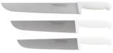 Kit 3 Facas Açougueiro Para Carne 8 10 e 12 Polegadas Cabo Branco Em Inox Profissional Western FC81012WESTERN