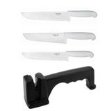 Kit 3 Facas Açougueiro Profissional em Aço Inox 8" 10" e 12" e Amolador Mundial - Mundial gourmet