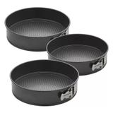 Kit 3 Fôrmas de Bolos Tortas Fundo Removível Redondo 24 26 e 28 cm - Thata esportes