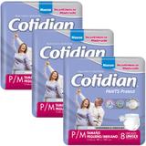Kit 3 Fraldas ROUPA ÍNTIMA ADULTA COTIDIAN PANTS P/M - 24 UNIDS - Softys