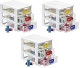 Kit 3 Gaveteiros Plástico Organizador Com 3 Gavetas Porta Tudo Micro Monte Líbano MC1220 Branco