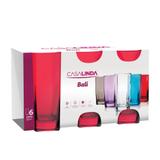 Kit 3 Jogos De Copo Vidro Bali 320ml Vermelho Colorido - Casa linda