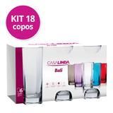 Kit 3 Jogos de Copos Bali Quadrado 320ml Transparente - Casa linda