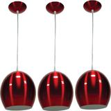 Kit 3 Luminárias Pendente Bola Pequena Cereja - Mak-Luz