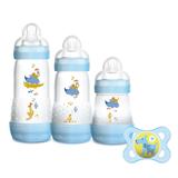 Kit 3 Mamadeiras 160ml, 260ml e 320ml Autoesterilizável e Chupeta Menino - MAM