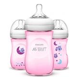 Kit 3 mamadeiras avent petala 260ml com bico 1m+ rosa