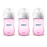 Kit 3 Mamadeiras Avent Pétala 330ml Anticólica 6m+ Rosa