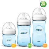 Kit 3 Mamadeiras AVENT Pétala Anticólica 125/260/330ml Azul