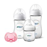 Kit 3 Mamadeiras Pétala 125 260 330ml e Chupeta Freeflow Rosa - Philips Avent