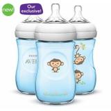 Kit 3 Mamadeiras Pétala Anticólica Azul Macaco Avent