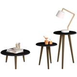 Kit 3 Mesinhas 2 Mesa de canto E 1 Mesa De Centro Cor Preto - Bechara
