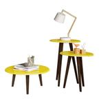 Kit 3 mesinhas 2 mesa lateral e 1 mesa de centro cor amarelo - Bechara