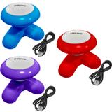 Kit 3 Mini Massageadores Corporal Mimo Massager XY3199 Portátil USB Pilha Azul Roxo Vermelho