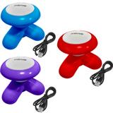 Kit 3 Mini Massageadores Mimo Massager XY3199 Portátil USB Pilha Azul Roxo Vermelho