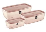 Kit 3 Multiuso Retangular Rosa Translucido De Plastico Uz