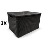 Kit 3 organizador container multiuso com tampa 7 litros para maquiagem, roupas intimas e pequenos ac - Arqplast