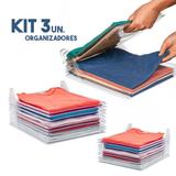 Kit 3 Organizador De Roupas Camisa Guardar Dobrado Casa 10 Divisorias - Braslu