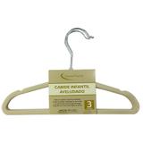 Kit 3 peças cabide infantil aveludado marfim - cleanhome