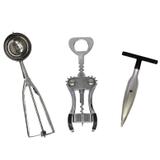 Kit 3 peças Cozinha Abridor de Garrafa Colher de sorvete e Furador Albema