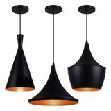 Kit 3 Pendentes Luminária Tom Dixon - Preto e Cobre - Pluglar
