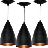 Kit 3 Pendentes Vegas (Preto Textura / Bronze) - Shop da iluminação