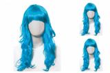 Kit 3 Perucas Longa Carnaval Acessório Festa Fantasia Azul - Cromus