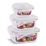 Kit 3 Potes Herméticos Quadrados Tamanhos Variados - Casa linda