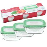 Kit 3 Potes Vidro 170ml Quadrado Vedação Hermética Wincy