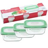 Kit 3 Potes Vidro 170ml Quadrado Vedação Hermética Wincy
