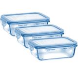 Kit 3 potes vidro retangular com tampa hermética livre de BPA - Casambiente