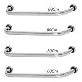 Kit 4 Barras De Apoio De Idoso Para Banheiro 80cm - Metalcromo