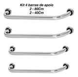 Kit 4 Barras De Apoio De Segurança Para Banheiro 40cm E 80cm - Metalcromo
