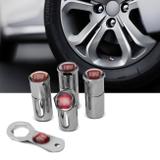 Kit 4 Bicos Anti Furto Cromados + Chave Aperto Bico Válvula Roda Fabricado em Aço Logo Fiat Vermelho - Emblemax