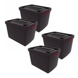 Kit 4 Caixas Organizadoras 95 L Cor Preto - Gardenlife