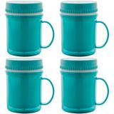 Kit 4 Canecas Xícara Térmica Hermética Tampa 400ml Abs Cafe Azul - Ou
