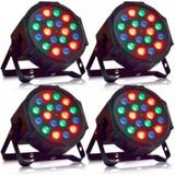 Kit 4 Canhão Refletor 18 Led DMX Display Digital Par 64 Slim - X zhang eletronicos