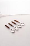 Kit 4 Colheres De Mesa Cabo Madeira 19Cm Prata - Cromus