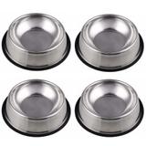 Kit 4 Comedouros Bebedouro Pote Inox Ração Cães E Gato 700ml - Jcm