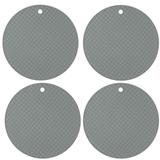 Kit 4 Descansos De Panela Silicone Descanso De Mesa Aparador Redondo Cinza - Zanline