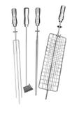 Kit 4 Espetos Cabo Inox p/ Giragrill Artinoxgrill Tridente Espada Espalhador Grelha Côncava