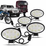 Kit 4 Faróis Milha Oval 8 Leds 24W 12/24V Universal Carro Troller Jeep Off-Road Caminhão Auxiliar - Kit prime