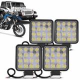 Kit 4 Faróis Milha Quadrado 16 Leds 48W 12V Carro Troller Jeep Off-road Auxiliar Neblina - Kit prime