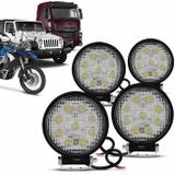Kit 4 Faróis Milha Redondo 9 Leds 27W 12V Carro Troller Jeep Auxiliar Neblina - Kit prime
